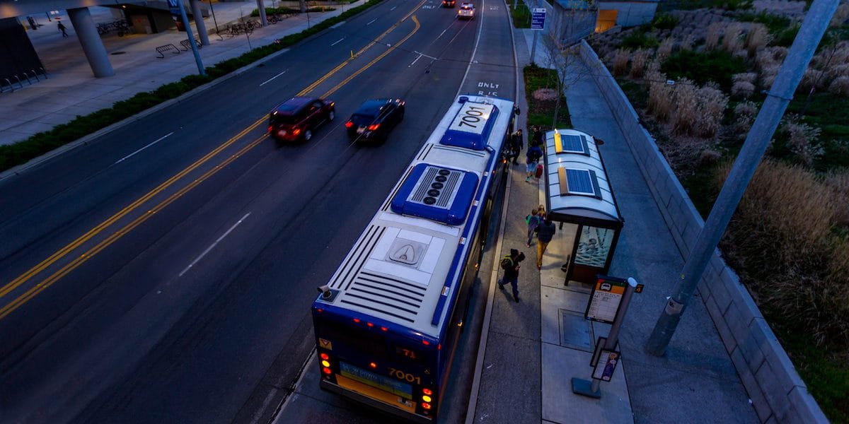 Urban solar bus stops solar lighting in Seattle